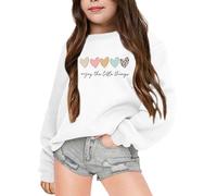Genérico Sudadera de Manga Larga con Cuello Redondo y Estampado de Letras de otoño e Invierno para niñas (White, 9-10 Years)