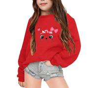 Genérico Sudadera de Manga Larga con Cuello Redondo y Estampado de Letras para niñas de otoño e Invierno (Red, 5-6 Years)