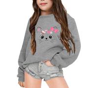 Genérico Sudadera de Manga Larga con Cuello Redondo y Estampado de Letras para niñas de otoño e Invierno (Grey, 11-12 Years)