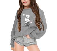Genérico Sudadera de Manga Larga con Cuello Redondo y Estampado de Letras para otoño e Invierno para niñas (Grey, 13-14 Years)