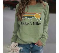 Genérico Sudadera de Manga Larga con Hombros Rectos y Estampado de Letras Take A Hike para Mujer Tops Cómodos Uso Diario