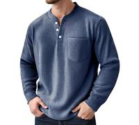 Generico Sudadera de manga larga para hombre, diseño de panal de abeja con botones para ropa casual diaria con cuello en V, ropa de mitología medieval nórdica para fitness y ocio, azul navy, XXXXXL