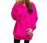 Generico Sudadera de mujer con capucha Sudaderas de color liso Baggy para mujer Otoño Invierno Manga Larga Casual Algodón Cómodas Ligero Hoodie Sweatshirt Clásico Oversize Jersey Deportivo, rosa