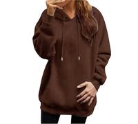 Generico Sudadera de mujer con capucha Sudaderas de color liso Baggy para mujer Otoño Invierno Manga Larga Casual Algodón Cómodas Ligero Hoodie Sweatshirt Clásico Oversize Jersey Deportivo, marrón, XS