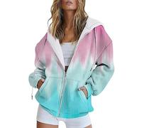 Generico Sudadera de mujer con capucha y cremallera, chaqueta de forro polar de otoño e invierno, manga larga, tallas cómodas, sudaderas clásicas de gran tamaño, sudaderas de mujer, otoño, primavera y