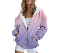Generico Sudadera de mujer con capucha y cremallera, chaqueta de forro polar de otoño e invierno, manga larga, tallas cómodas, sudaderas clásicas de gran tamaño, sudaderas de mujer, otoño, primavera y