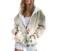 Generico Sudadera de mujer con capucha y cremallera, chaqueta de forro polar de otoño e invierno, manga larga, tallas cómodas, sudaderas clásicas de gran tamaño, sudaderas de mujer, otoño, primavera y