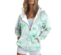 Generico Sudadera de mujer con capucha y cremallera, chaqueta de forro polar de otoño e invierno, manga larga, tallas cómodas, sudaderas clásicas de gran tamaño, sudaderas de mujer, otoño, primavera y