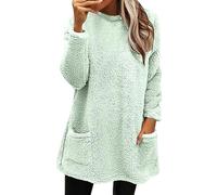 Generico Sudadera de mujer con capucha y cremallera, elegante de invierno, para mujer, ceremonia, sudadera, sudadera elegante y cálida de color liso, tallas S-2XL, Mint Green, S