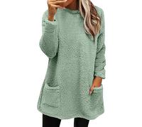 Generico Sudadera de mujer con capucha y cremallera, elegante de invierno, para mujer, ceremonia, sudadera, sudadera elegante y cálida de color liso, tallas S-2XL, verde, XXL