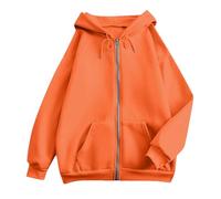 Generico Sudadera de mujer con cremallera y capucha casual - Oversize Hoodie Mujer Sudaderas Moda Bolsillos Color sólido Top Ligero Tallas Grandes Suave Térmica Viaje Running Ropa Otoño Outdoor