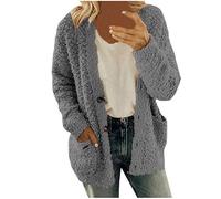 Generico Sudadera de mujer Suéter con Capucha Chaqueta de Invierno Larga para Mujer Cálida de Lana Gruesa Chaqueta Cárdigan de Invierno Suelto con Bolsillo y Cremallera Chaquetas y Abrigos, Dark Gray