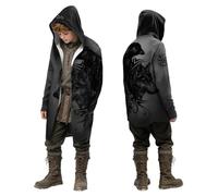 Generico Sudadera de vikingo para chicos, chaqueta de punto con capucha, con estampado 3D, capa de motorista, disfraz para Halloween, cosplay, carnaval