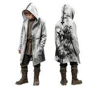 Generico Sudadera de vikingo para niños, abrigo medieval unisex de algodón con impresión 3D, capa con capucha, ideal para eventos LARP, fiestas medievales, cosplay y fiestas temáticas