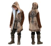 Generico Sudadera de vikingo para niños, abrigo medieval unisex de algodón con impresión 3D, capa con capucha, ideal para eventos LARP, fiestas medievales, cosplay y fiestas temáticas