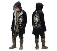 Generico Sudadera de vikingo para niños, abrigo medieval unisex de algodón con impresión 3D, capa con capucha, ideal para eventos LARP, fiestas medievales, cosplay y fiestas temáticas