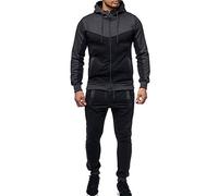 Genérico Sudadera Hombre Capucha XXL - Traje de Invierno Otoño Packwork Conjuntos Top Sudadera Pantalones Deportes Hombres Chándal Blusa de Hombres (Dark Gray XXL)