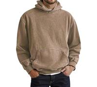 Genérico Sudadera Hombre - Chaqueta clásica con Capucha Lavada para un Jersey Minimalista de Color Liso con Corte Holgado para Adolescentes y Adultos (Khaki S)