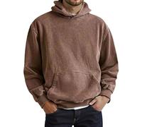 Genérico Sudadera Hombre con Capucha - Chaqueta clásica con Capucha Lavada para un Jersey Minimalista de Color Liso con Corte Holgado para Adolescentes y Adultos (Brown XXXL)