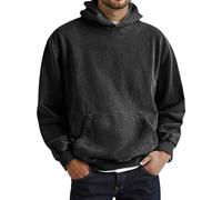 Genérico Sudadera Hombre Invierno - Chaqueta clásica con Capucha Lavada para un Jersey Minimalista de Color Liso con Corte Holgado para Adolescentes y Adultos (Black XXXXXL)