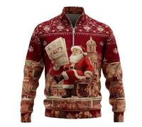 Genérico Sudadera Hombre - Sudaderas Sin Capucha Sudadera sin Cuello con Media Cremallera y Estampado novedoso único con Textura Acanalada para un Estilo Informal y Festivo en Varios diseños (M)