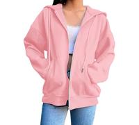 Generico Sudadera ligera para mujer con cremallera y capucha - Oversize Hoodie Mujer Casual Color sólido con bolsillos Top Suave Moda Sudaderas Cómodo Túnica Azul Deporte Ropa de Invierno al Aire