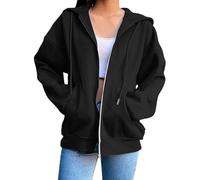 Generico Sudadera ligera para mujer con cremallera y capucha - Oversize Hoodie Mujer Casual Color sólido con bolsillos Top Suave Moda Sudaderas Cómodo Túnica Azul Deporte Ropa de Invierno al Aire