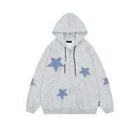 Genérico Sudadera Mujer con Capucha Cremallera Parche Estrella Retro Forro Polar Informal Oversize Chaqueta Otoño Sudadera Moderna Y Original Ropa Mujer Invierno Cremallera