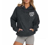 Genérico Sudadera Mujer con Capucha Estampado Cielo Estrellado Y Frase Jesus Loves You Holgada Moderna Sudadera Unisex Oversize Casual Diario Ropa Mujer Invierno