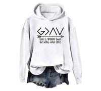 Genérico Sudadera Mujer con Capucha Estampado Dios Es Más Grande Que Los Altibajos Manga Larga Gráfico Jersey Informal Sudadera Significativa Y Moderna Ropa Mujer Invierno Capucha M96