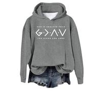 Genérico Sudadera Mujer con Capucha Estampado Dios Es Más Grande Que Los Altibajos Manga Larga Gráfico Jersey Informal Sudadera Significativa Y Moderna Ropa Mujer Invierno Capucha M94