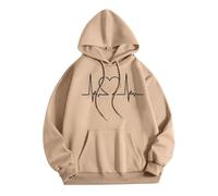 Genérico Sudadera Mujer con Capucha Estampado Latido del Corazón Informal Jersey Bolsillo Delantero Cómodo para Diario Sudadera Moderna Y Significativa Ropa Mujer Invierno Capucha