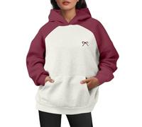 Genérico Sudadera Mujer con Capucha Otoño Estilo Colegial Bloques Color Callejero Informal Punto Cómodo Cálido con Bolsillo Sudadera Moderna Ropa Mujer Invierno Capucha