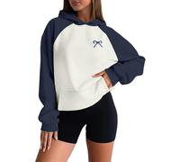 Genérico Sudadera Mujer con Capucha Otoño Estilo Colegial Bloques Color Callejero Informal Punto Cómodo Cálido con Bolsillo Sudadera Moderna Ropa Mujer Invierno Capucha