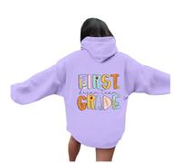 Genérico Sudadera Mujer con Capucha - Sudadera con Capucha para Maestra para El Primer DíA De Clases para Mujer De Manga Larga con Letras Estampadas Y Bolsillos