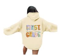 Genérico Sudadera Mujer con Capucha - Sudadera con Capucha para Maestra para El Primer DíA De Clases para Mujer De Manga Larga con Letras Estampadas Y Bolsillos