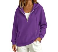 Generico Sudadera mujer con cremallera y capucha casual - Oversize Hoodie Mujer Top ligero deportivo Sudaderas Moda Bolsillos Color sólido Casual Suave Invierno Running Ropa Otoño Outdoor Fitness