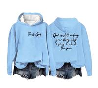 Genérico Sudadera Mujer Coral Mujer Trust God todavía está escribiendo tu Historia Imprimir Casual con Capucha Capucha Invierno (Sky Blue, XL)
