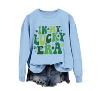 Genérico Sudadera Mujer del Día de San Patricio Top Fiesta Oversize Producto Categoría Suéter sin Capucha para de Manga Larga con Cuello Redondo y Estampado temático docente Estilo Casual