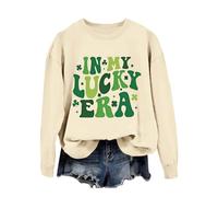 Genérico Sudadera Mujer del Día de San Patricio Top Fiesta Oversize Producto Categoría Suéter sin Capucha para de Manga Larga con Cuello Redondo y Estampado temático docente Estilo Casual
