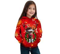 Genérico Sudadera Navidad NiñO 4 AñOs,Sudadera con Capucha Y Estampado Festivo De Renos para NiñAs Sudadera De Forro Polar Acogedora para La Temporada NavideñA