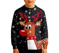 Genérico Sudadera Navidad NiñO Talla 10,Sudadera De Manga Larga con Cuello Redondo Y Estampado para NiñOs con Forro Polar Suave Y TéRmica Ideal para El Invierno Y Las Vacaciones