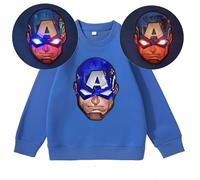 Genérico Sudadera niño Capitan America con Luces led, Sudadera niño Superheroes con Luces led (110, Azul)