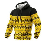 Genérico Sudadera Oversize Hombre - Sudadera con Capucha y Bolsillos para un Estilo Azteca Occidental Informal Manga Larga y Corte Holgado