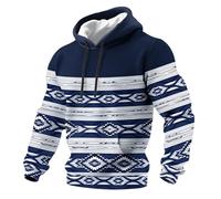 Genérico Sudadera Oversize Hombre - Sudadera con Capucha y Bolsillos para un Estilo Azteca Occidental Informal Manga Larga y Corte Holgado