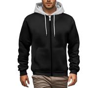 Generico Sudadera para hombre con cremallera y capucha cómoda suave de gran tamaño con bolsillos de invierno casual de color liso Jersey Y2k Jogging deportivo Sweatshirt ancha manga larga firmada