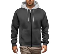 Generico Sudadera para hombre con cremallera y capucha cómoda suave de gran tamaño con bolsillos de invierno casual de color liso Jersey Y2k Jogging deportivo Sweatshirt ancha manga larga firmada