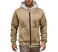 Generico Sudadera para hombre con cremallera y capucha cómoda suave de gran tamaño con bolsillos de invierno casual de color liso Jersey Y2k Jogging deportivo Sweatshirt ancha manga larga firmada
