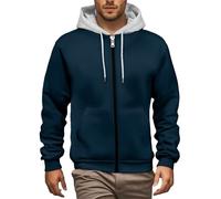 Generico Sudadera para hombre con cremallera y capucha cómoda suave de gran tamaño con bolsillos de invierno casual de color liso Jersey Y2k Jogging deportivo Sweatshirt ancha manga larga firmada