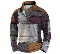 Genérico Sudadera para hombre sin capucha, sudadera para hombre extragrande, sudadera con parche con media cremallera, sudadera de invierno estilo retro, sudadera cómoda para trabajo, sudadera ligera